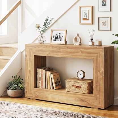 47" Farmhouse Console Table with 2-Tier Open Storage Shelf