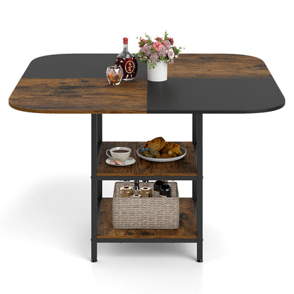 47.5 inch Modern Dining Table Square Kitchen Table with Mix-colored Tabletop-Rustic Brown