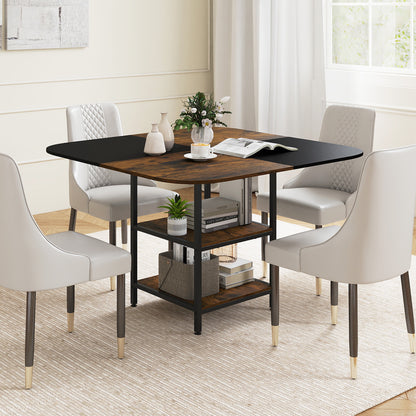 47.5 inch Modern Dining Table Square Kitchen Table with Mix-colored Tabletop-Rustic Brown