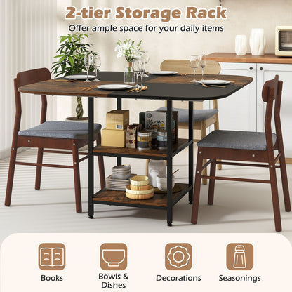 47.5 inch Modern Dining Table Square Kitchen Table with Mix-colored Tabletop-Rustic Brown