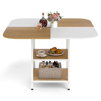 47.5 inch Modern Dining Table Square Kitchen Table with Mix-colored Tabletop-Natural