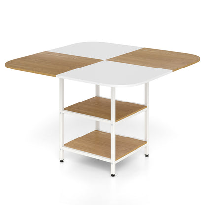 47.5 inch Modern Dining Table Square Kitchen Table with Mix-colored Tabletop-Natural