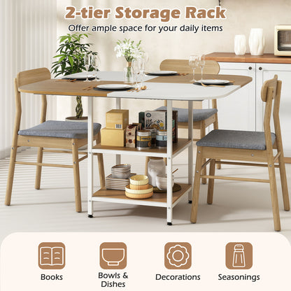 47.5 inch Modern Dining Table Square Kitchen Table with Mix-colored Tabletop-Natural