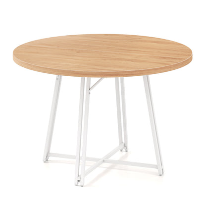 47 Inch Dining Table for 4-6 People Round Kitchen Table with Cross Base-Natural