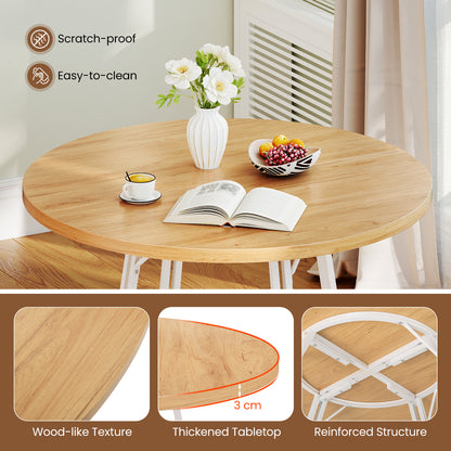 47 Inch Dining Table for 4-6 People Round Kitchen Table with Cross Base-Natural