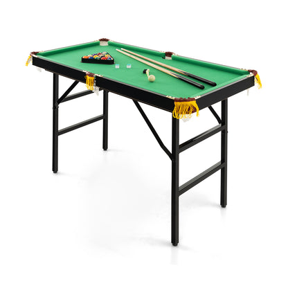47 Inch Folding Billiard Table with Cues and Brush Chalk-Blue - Green