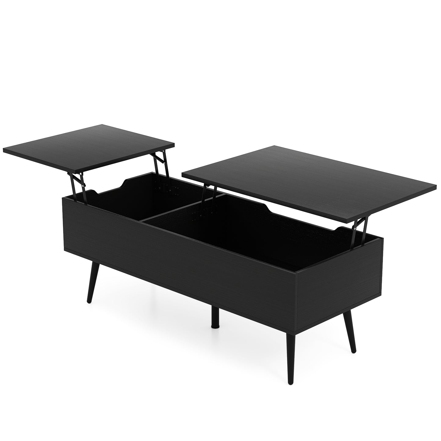 47 Inch Lift Top Coffee Table with 2 Hidden Compartments-Brown - Black