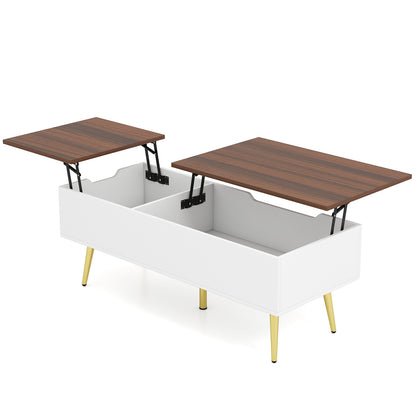 47 Inch Lift Top Coffee Table with 2 Hidden Compartments-Brown - Walnut