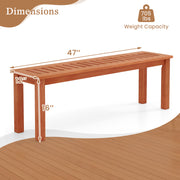 47 Inch Patio Wood Bench with Slatted Seat 2-Person