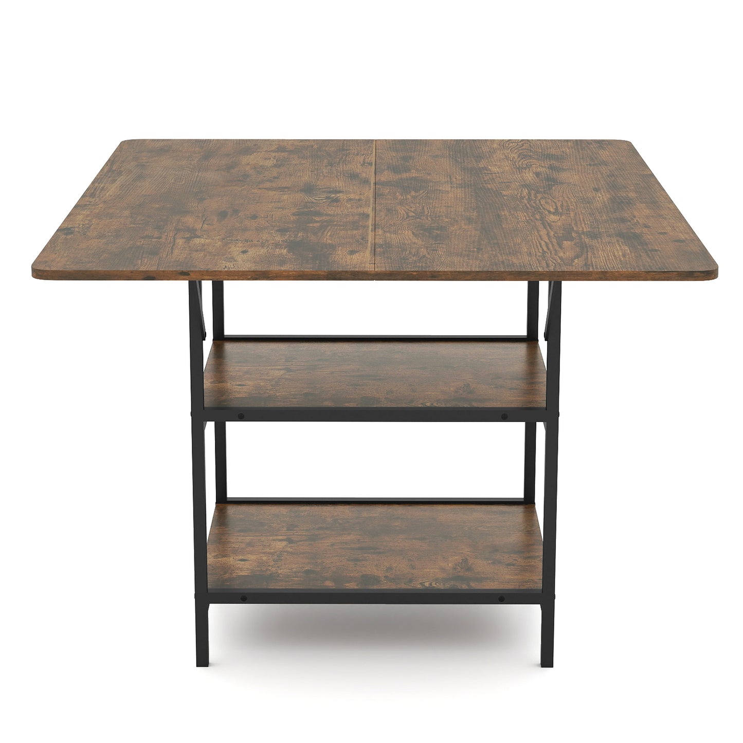 47 Inch Rectangular Dining Table with 2 Open Storage Shelves and Sturdy Metal Legs for 4-6-Rustic Brown costway2