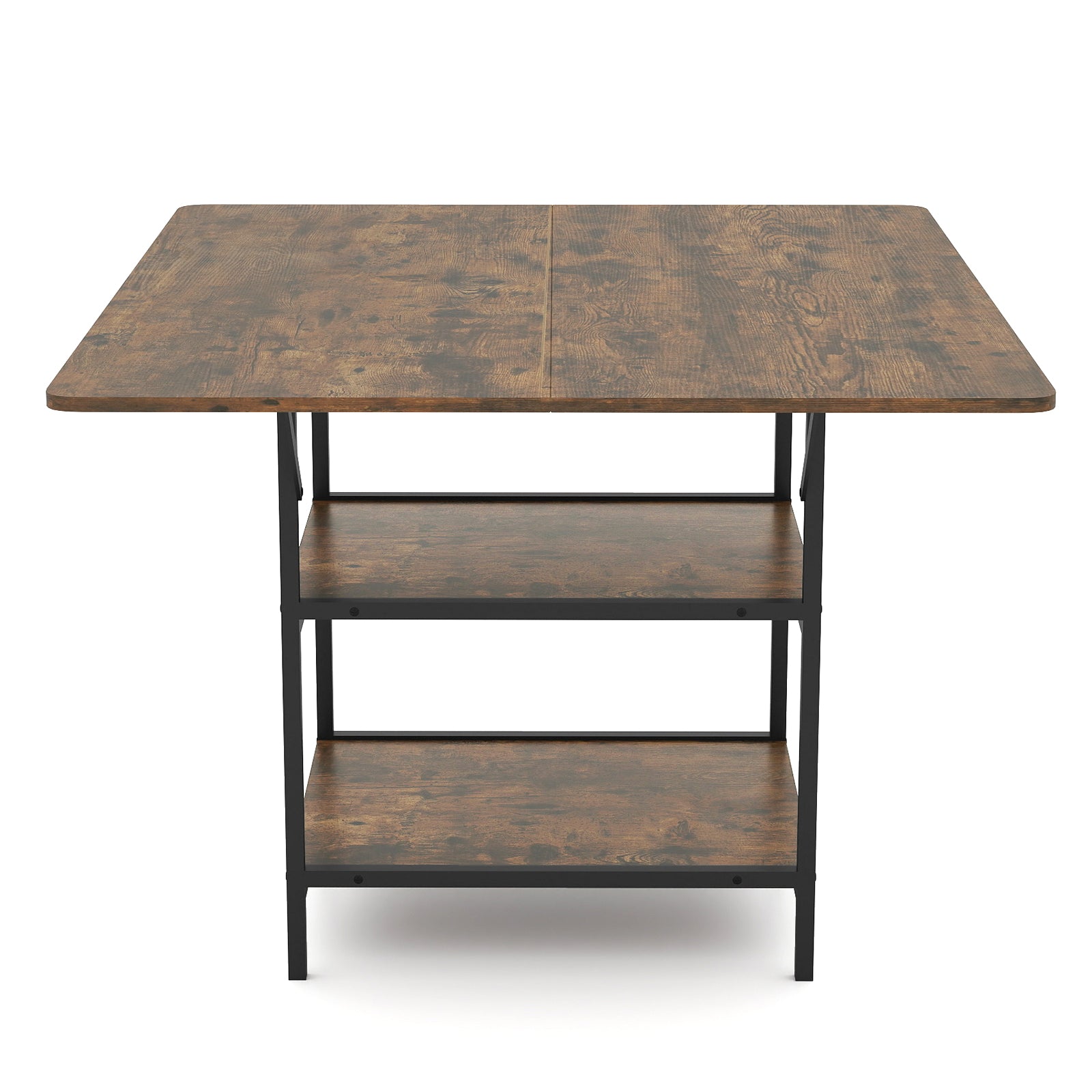 47 Inch Rectangular Dining Table with 2 Open Storage Shelves and Sturdy Metal Legs for 4-6-Rustic Brown costway2