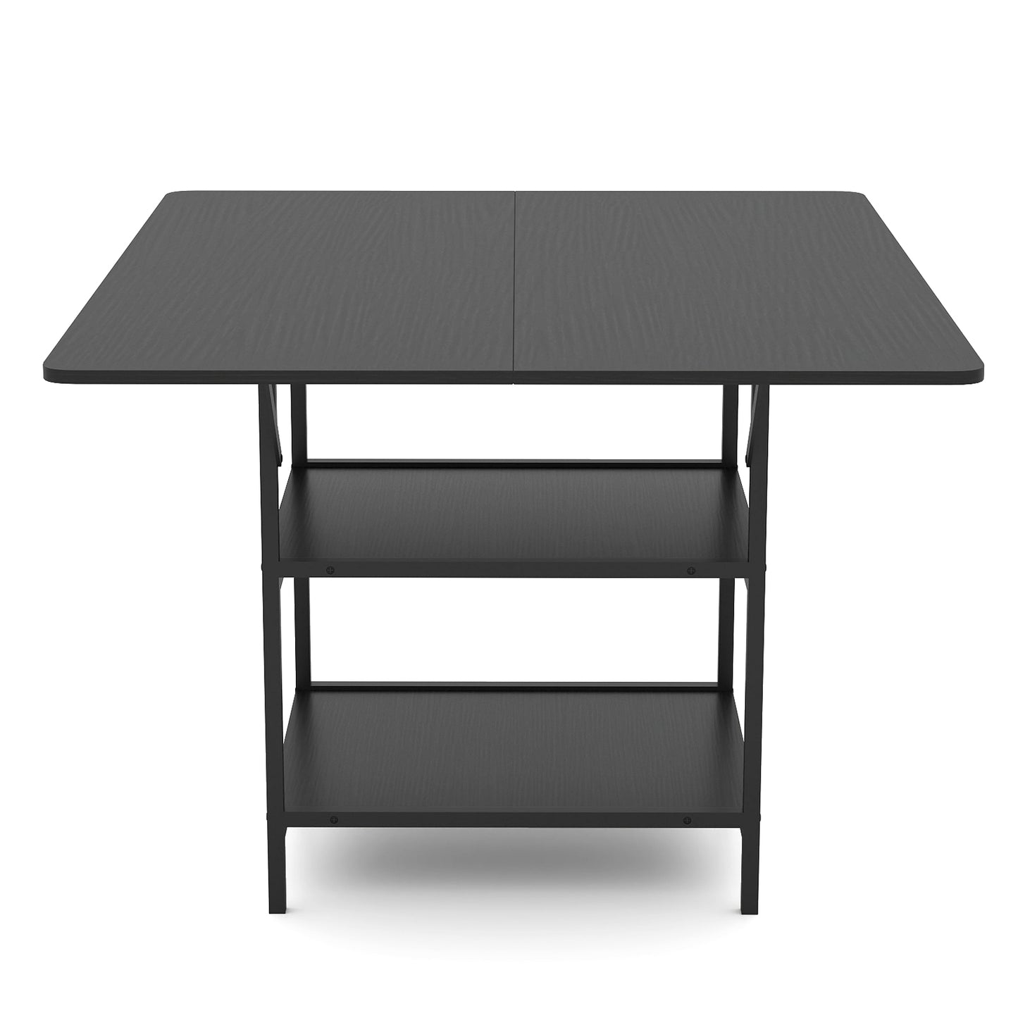 47 Inch Rectangular Dining Table with 2 Open Storage Shelves and Sturdy Metal Legs for 4-6-Black costway3