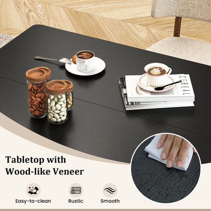 47 Inch Rectangular Dining Table with 2 Open Storage Shelves and Sturdy Metal Legs for 4-6-Black costway3