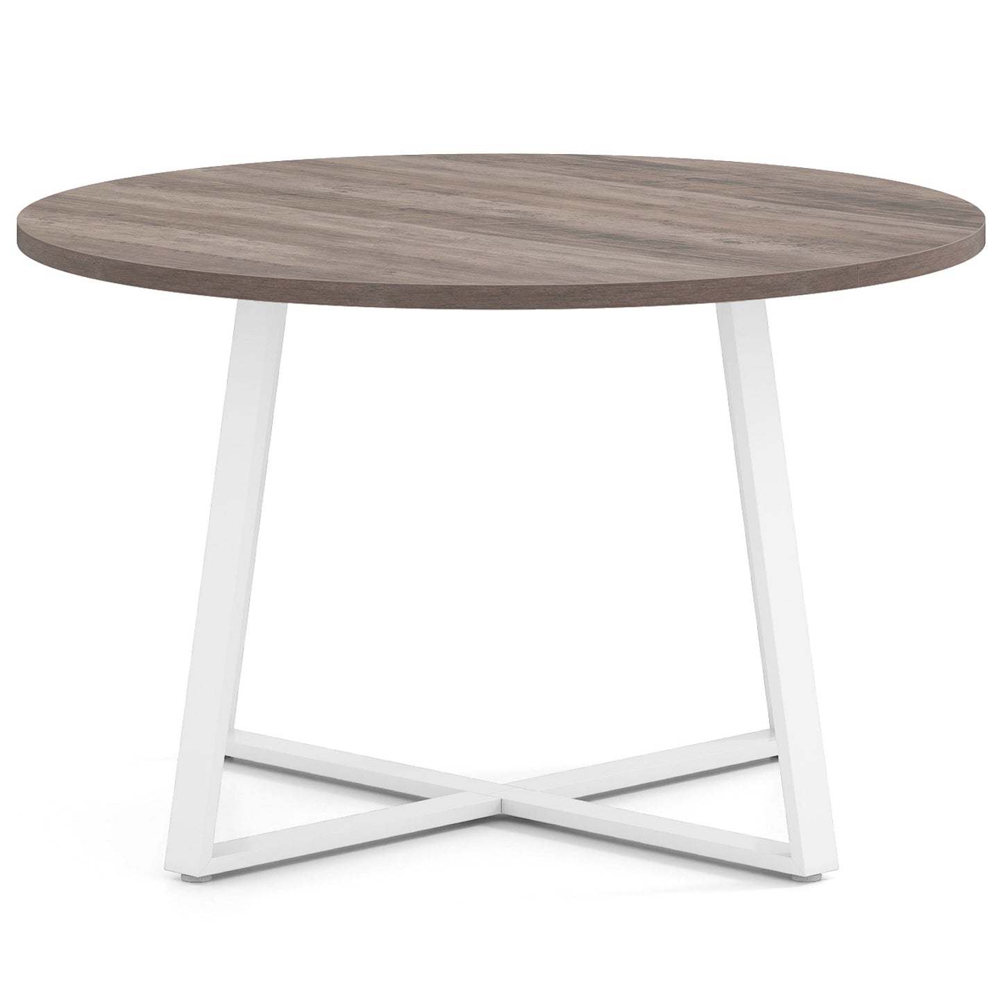 47 Inch Round Dining Table with Stable X-shaped Base and Round Thickened Tabletop-Natural