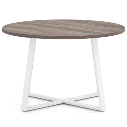 47 Inch Round Dining Table with Stable X-shaped Base and Round Thickened Tabletop-Natural