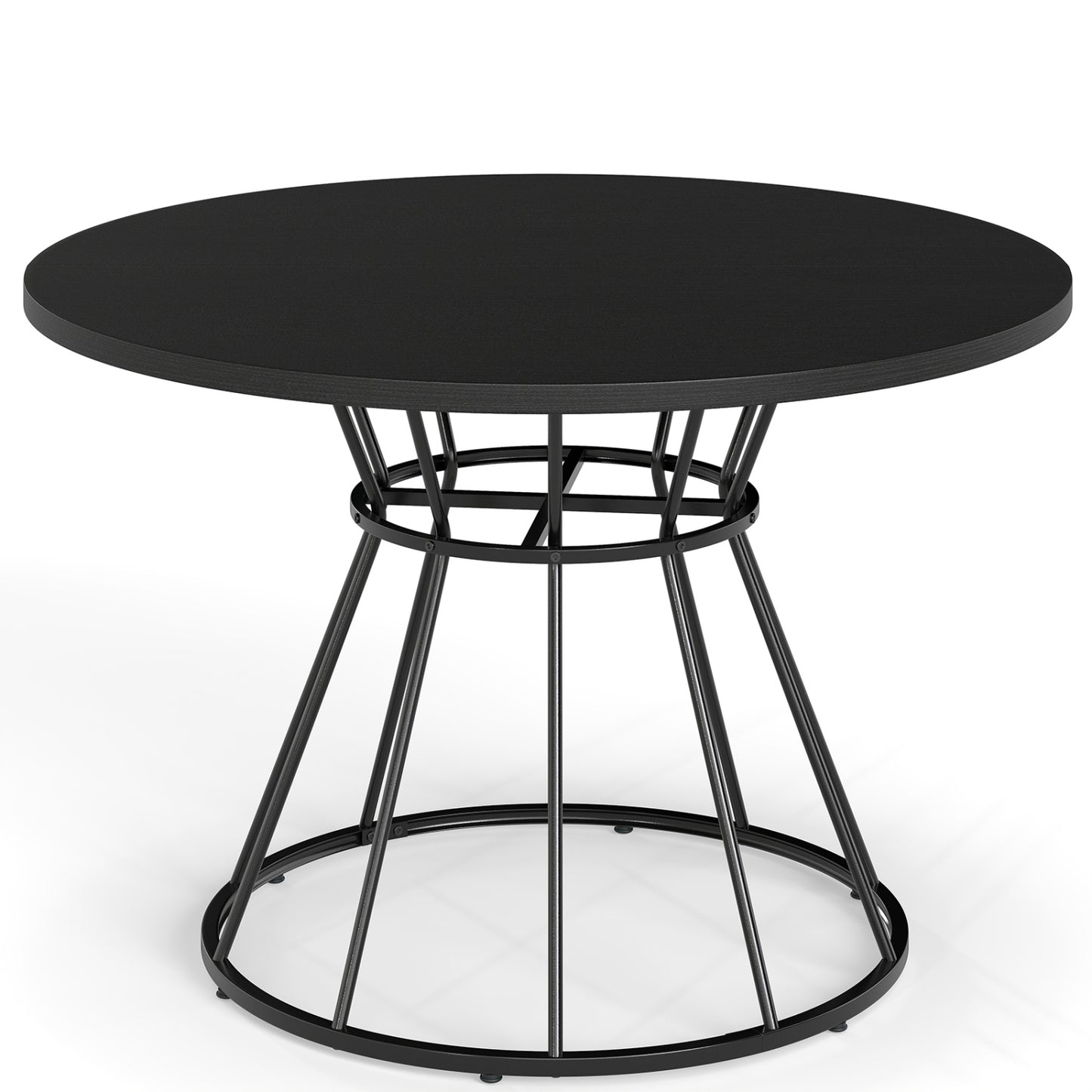 47 Inches Round Dining Table for 4 Farmhouse Kitchen Table with Wooden Tabletop
