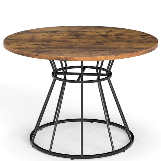 47 Inches Round Dining Table for 4 Farmhouse Kitchen Table with Wooden Tabletop
