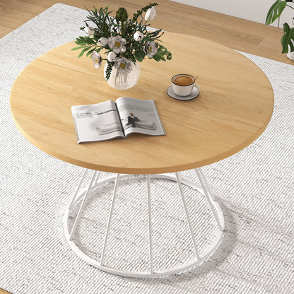 47 Inches Round Dining Table for 4 Farmhouse Kitchen Table with Wooden Tabletop