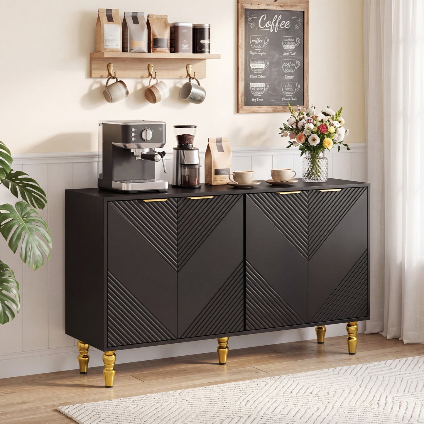47" Sideboard Buffet Cabinet with Chevron Fluted Doors