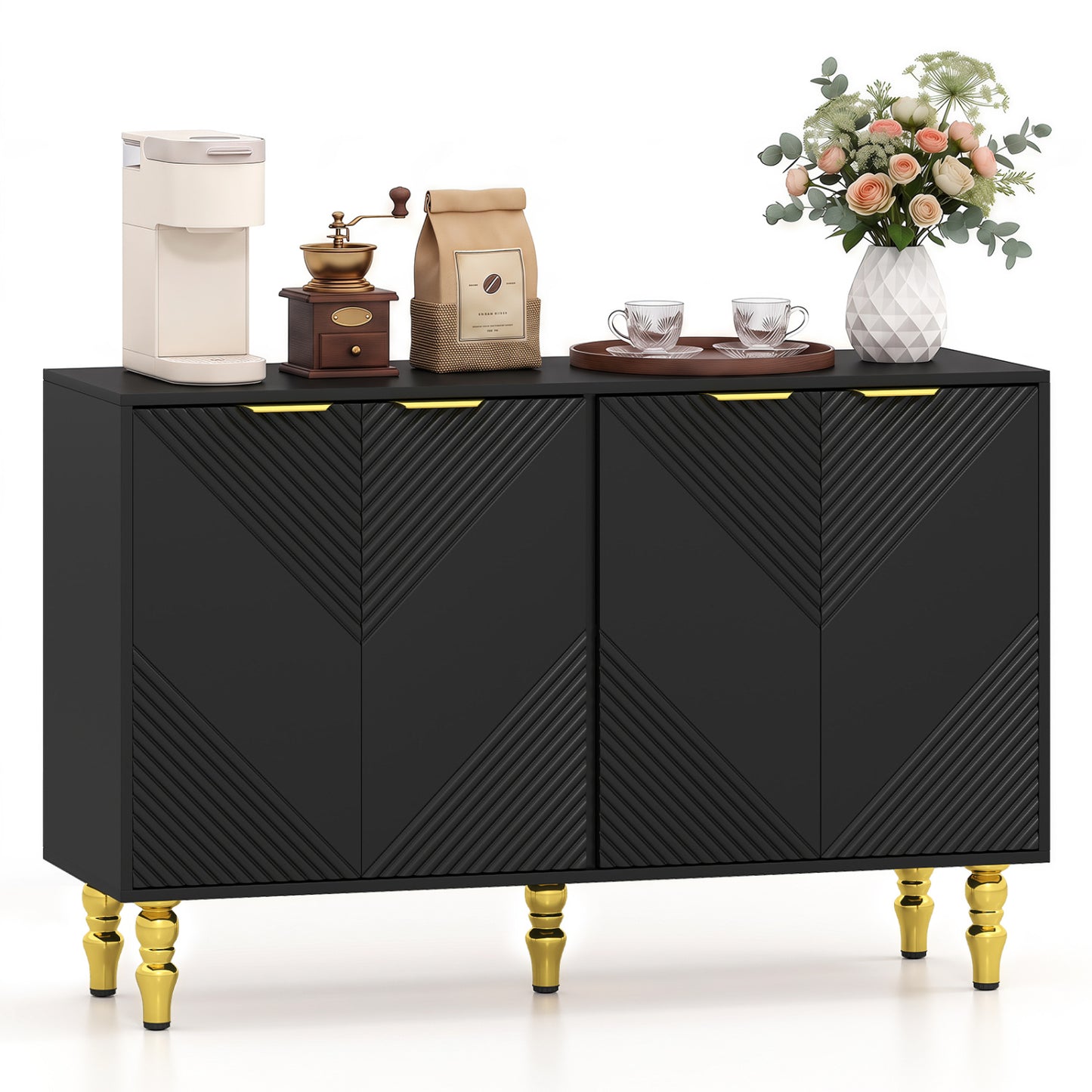 47" Sideboard Buffet Cabinet with Chevron Fluted Doors