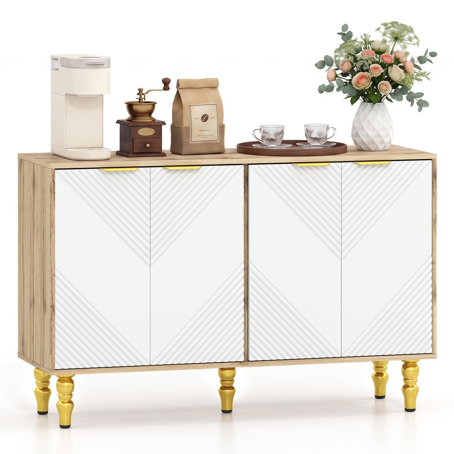 47" Sideboard Buffet Cabinet with Chevron Fluted Doors
