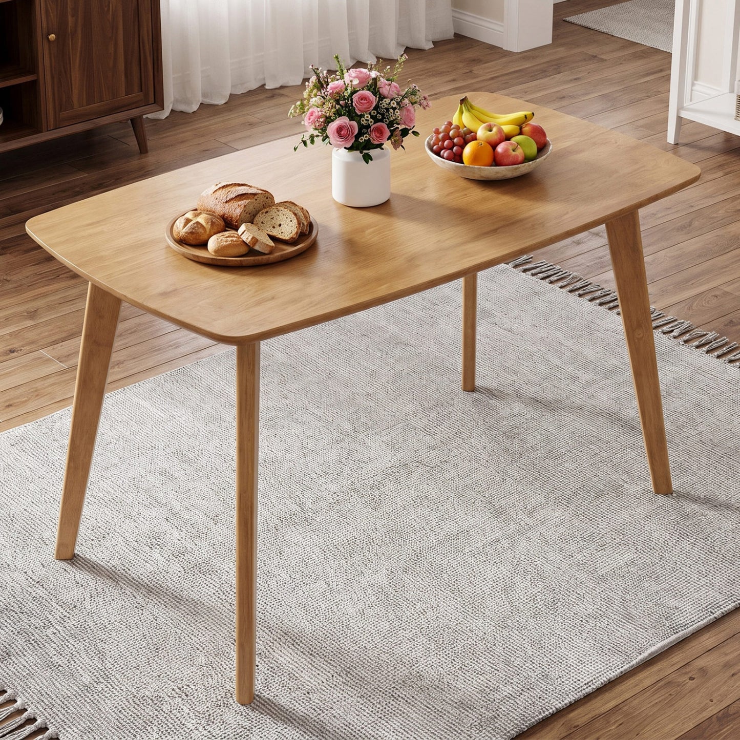 47" Solid Wood Dining Table for 4 People - Natural Finish