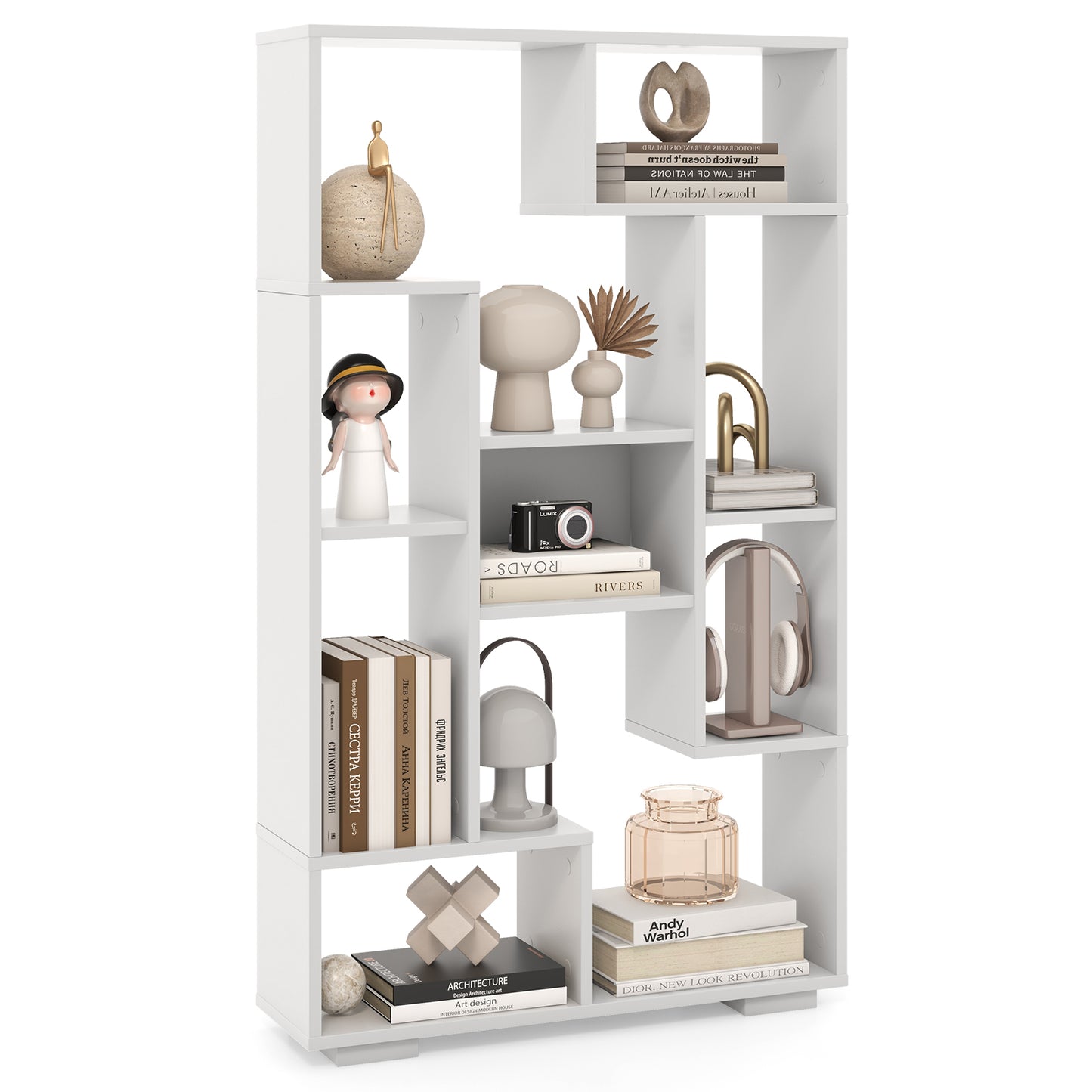47-Inch Tall Bookshelf for Home Office Living Room-White - White