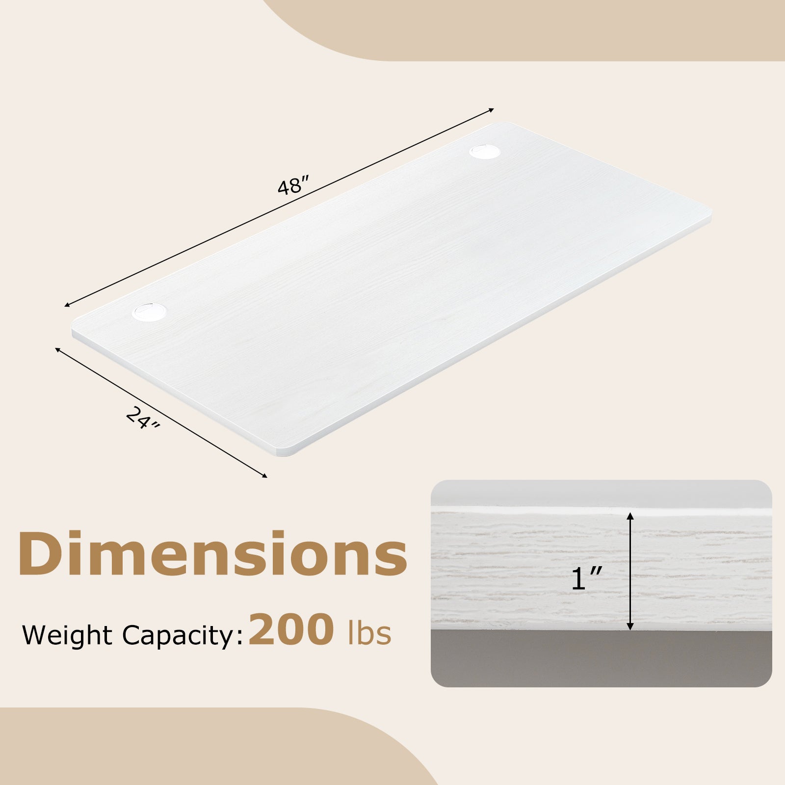 47‚Äù x 24‚Äù Universal Tabletop for Standard and Standing Desk Frame-Natural