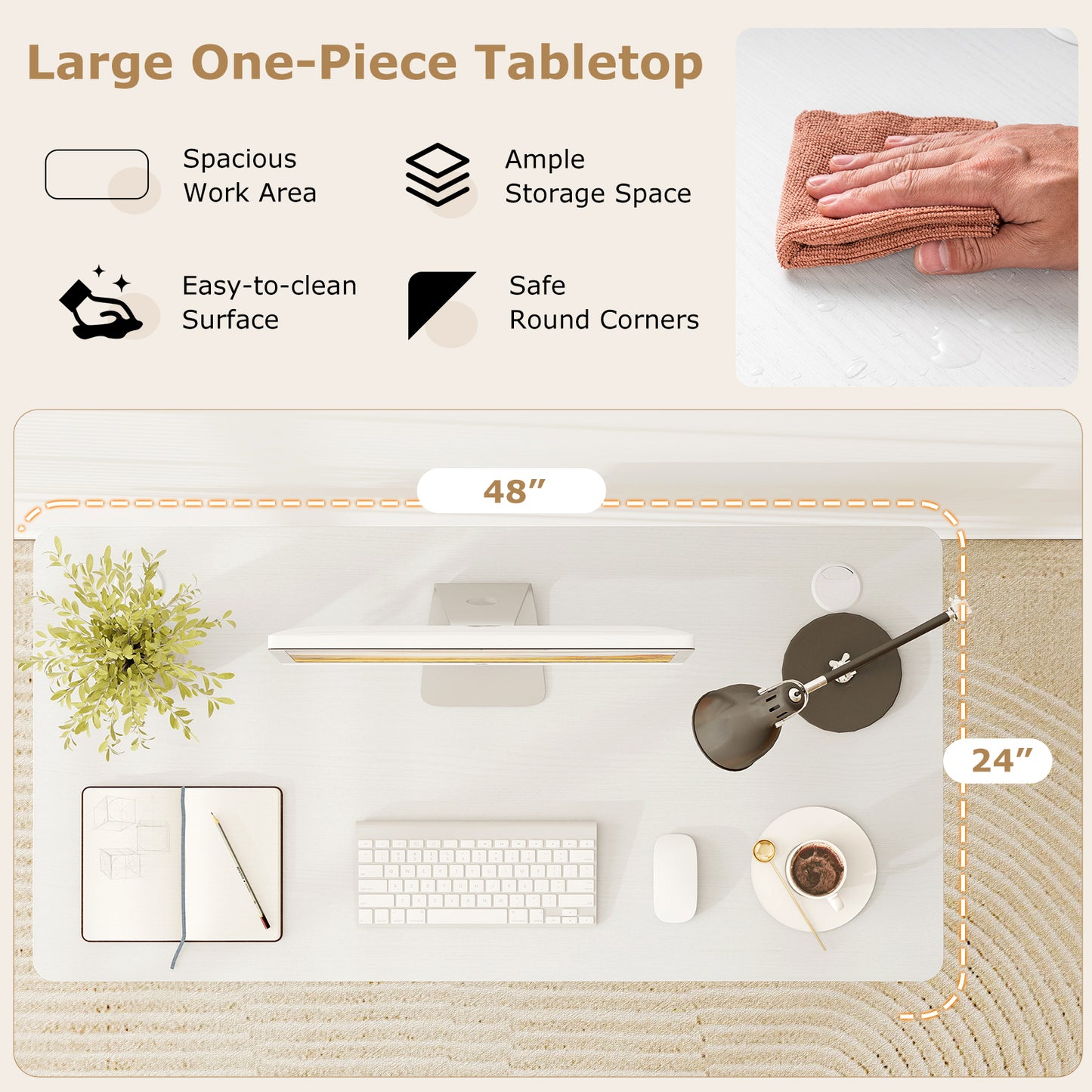 47‚Äù x 24‚Äù Universal Tabletop for Standard and Standing Desk Frame-Natural
