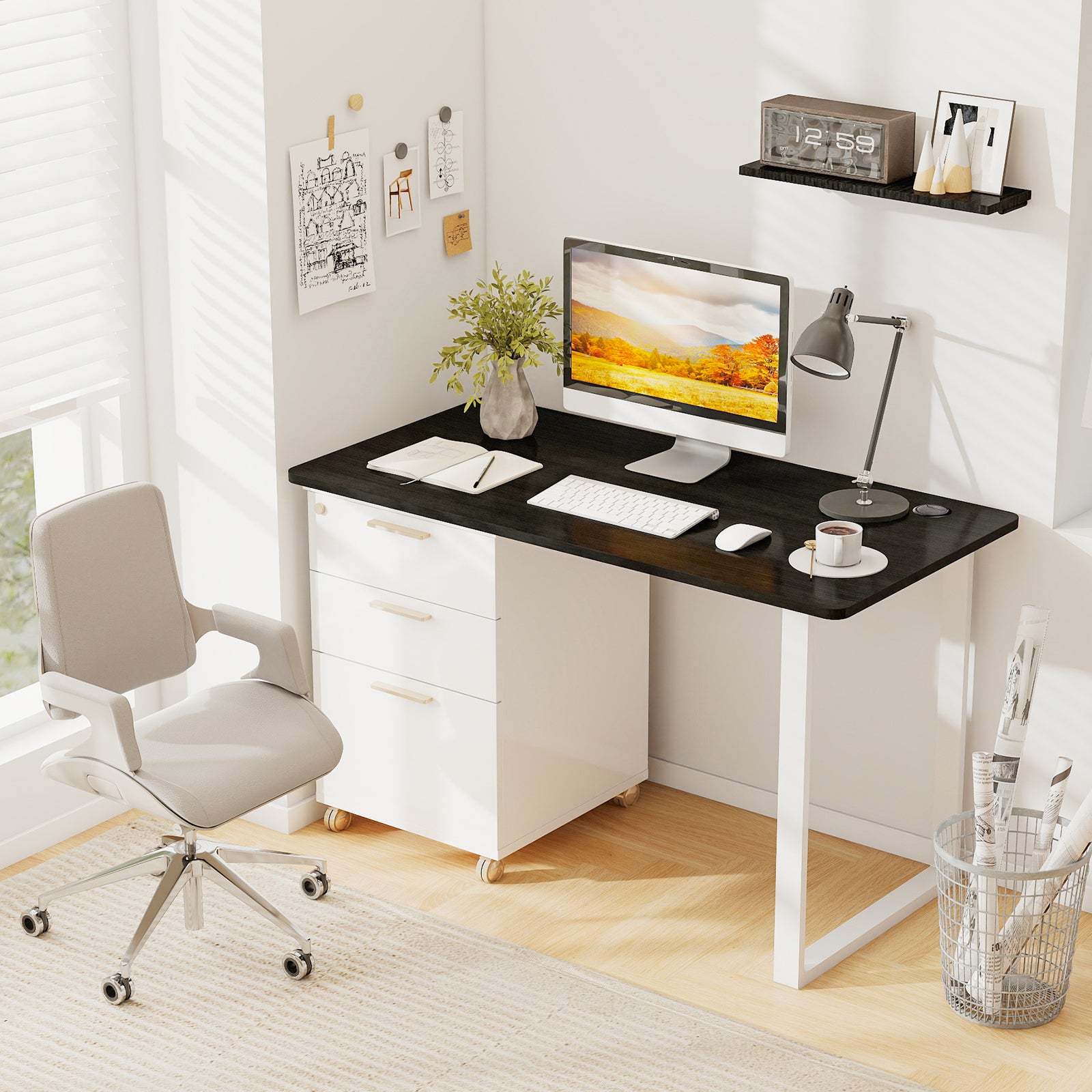 47‚Äù x 24‚Äù Universal Tabletop for Standard and Standing Desk Frame-Black