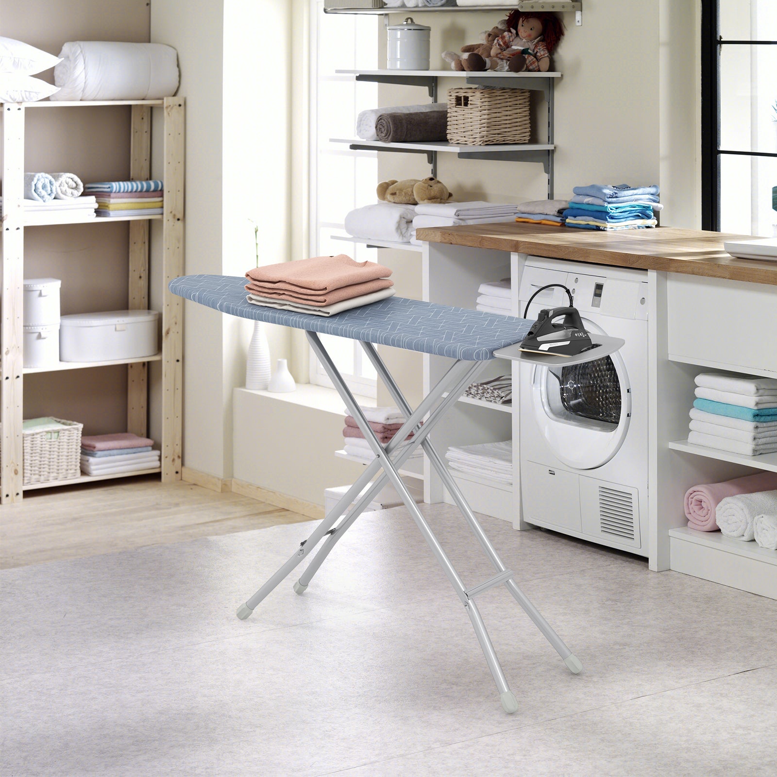 48 Inch x 13.5 Inch Ironing Board with Iron Rest for Home-Gray