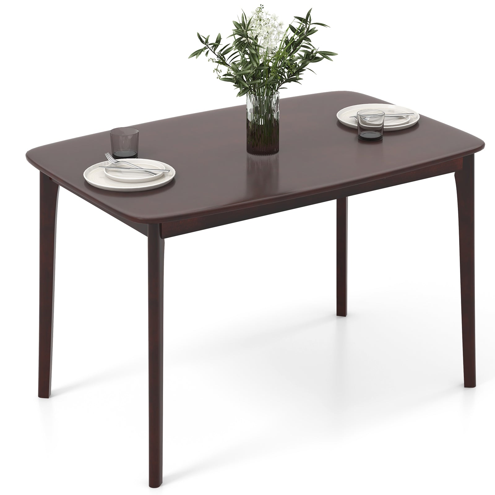 48 Inch Solid Wood Dining Table with Rubber Wood Supporting Legs for Kitchen Dining Room-Espresso - Espresso
