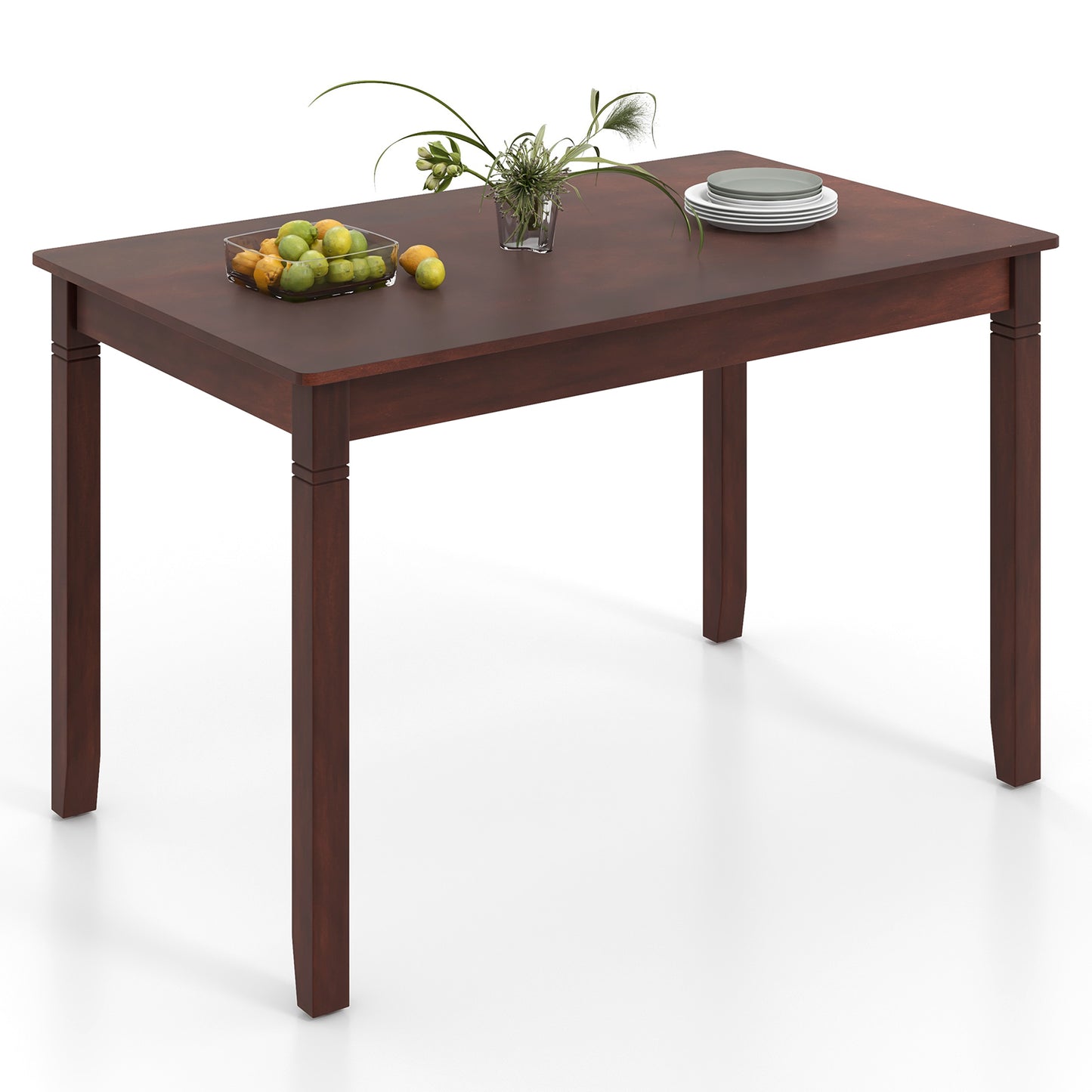 48-Inch Wooden Dining Table for 4 People Rectangular Kitchen Table with Rubber Wood Legs-Cherry - Cherry