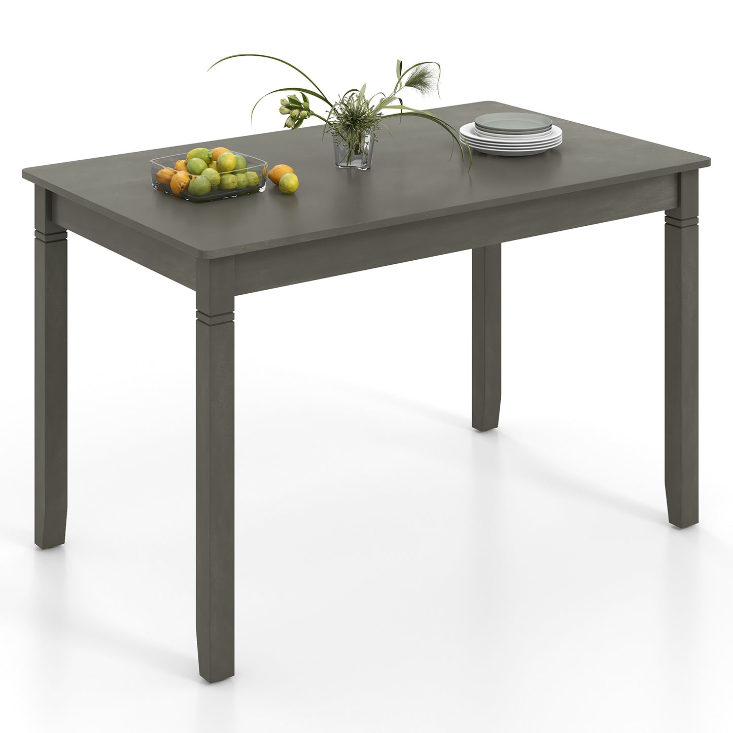 48-Inch Wooden Dining Table for 4 People Rectangular Kitchen Table with Rubber Wood Legs-Cherry - Gray