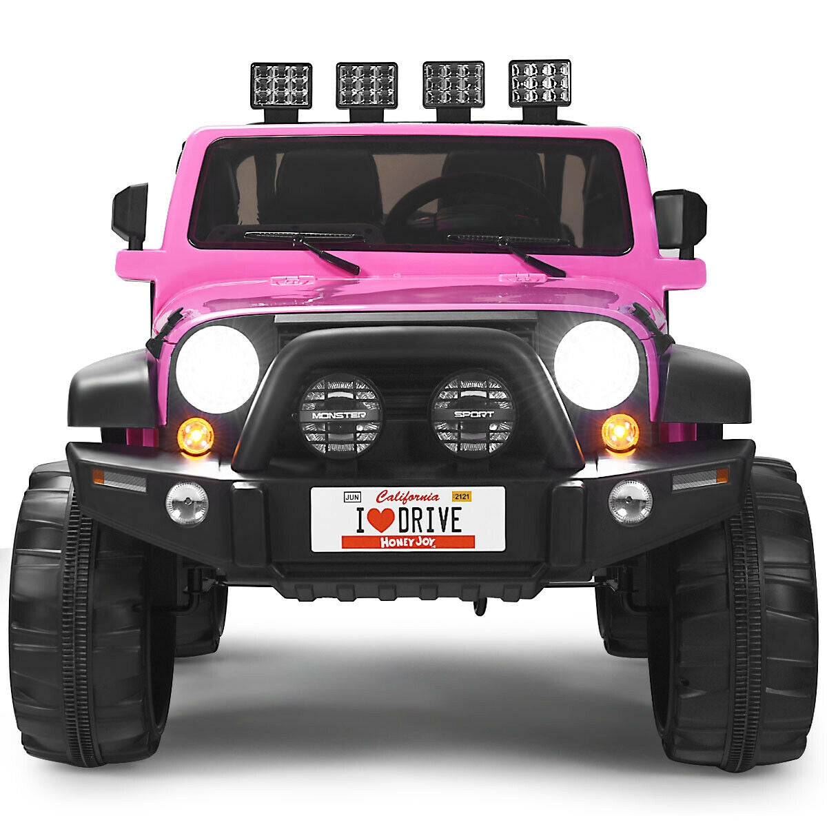 12V 2-Seater Ride on Car Truck with Remote Control and Storage Room-Red - Pink