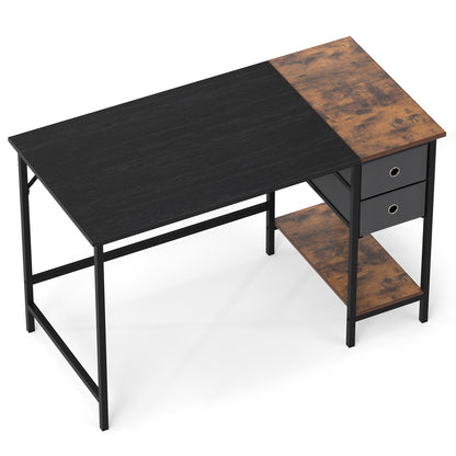 48 Inch Computer Desk with 2 Fabric Drawers Industrial Home Office Desk-Rustic Brown - Black