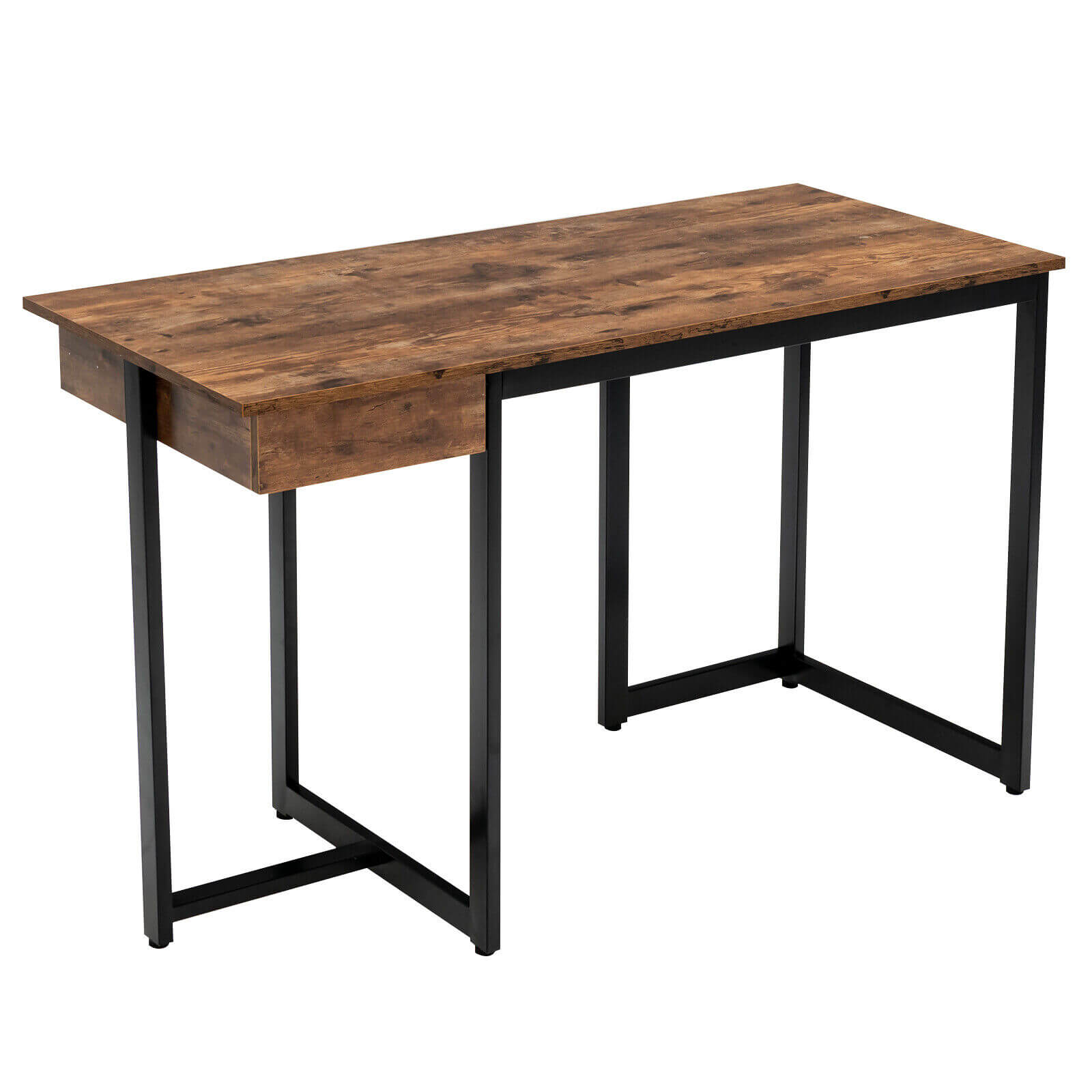 48 Inch Computer Desk with Metal Frame and Adjustable Pads-Brown