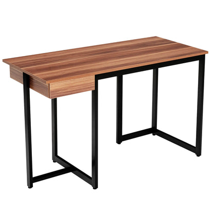 48 Inch Computer Desk with Metal Frame and Adjustable Pads-Walnut