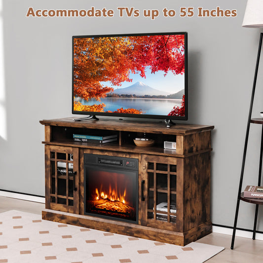 48 Inch Electric Fireplace TV Stand with Cabinets for TVs Up to 5