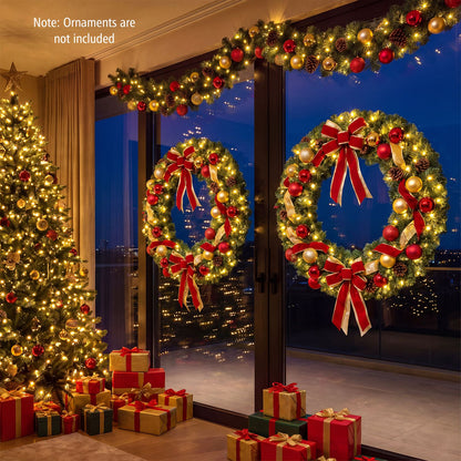 48 Inch Large Pre-Lit Artificial Christmas Wreath