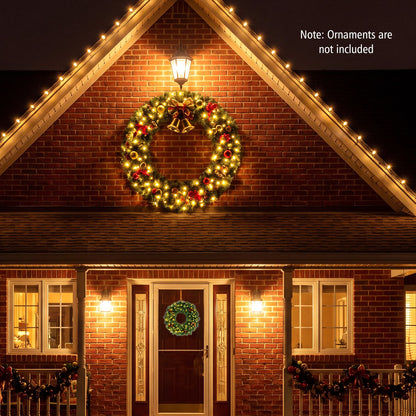 48 Inch Large Pre-Lit Artificial Christmas Wreath