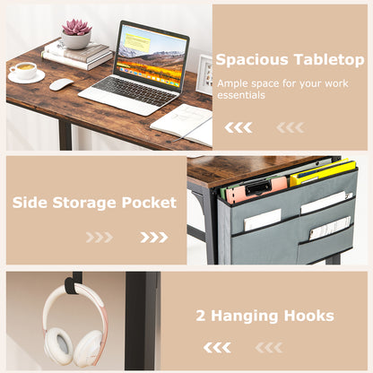 48 Inch Mobile Computer Workstation with 4 Smooth Casters
