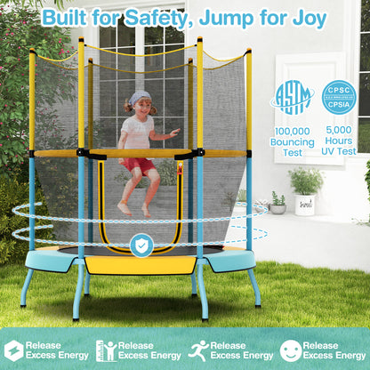 48 Inch Toddler Trampoline with Safety Enclosure Net-Yellow - Yellow