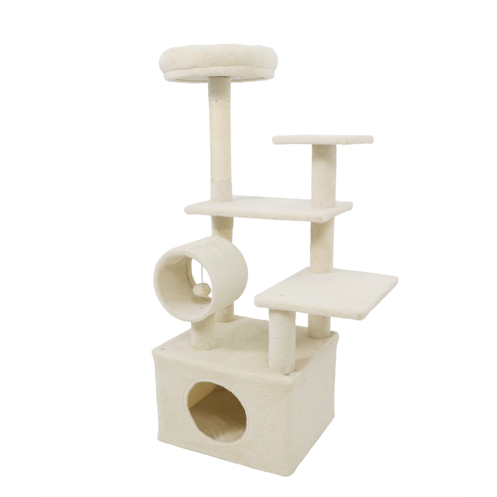 48 Inches Tall Cat Tree Multi-Level Kitten Tower with Large Condo Padded Top Perch-Beige