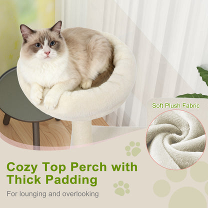 48 Inches Tall Cat Tree Multi-Level Kitten Tower with Large Condo Padded Top Perch-Beige