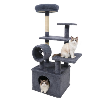 48 Inches Tall Cat Tree Multi-Level Kitten Tower with Large Condo Padded Top Perch-Grey