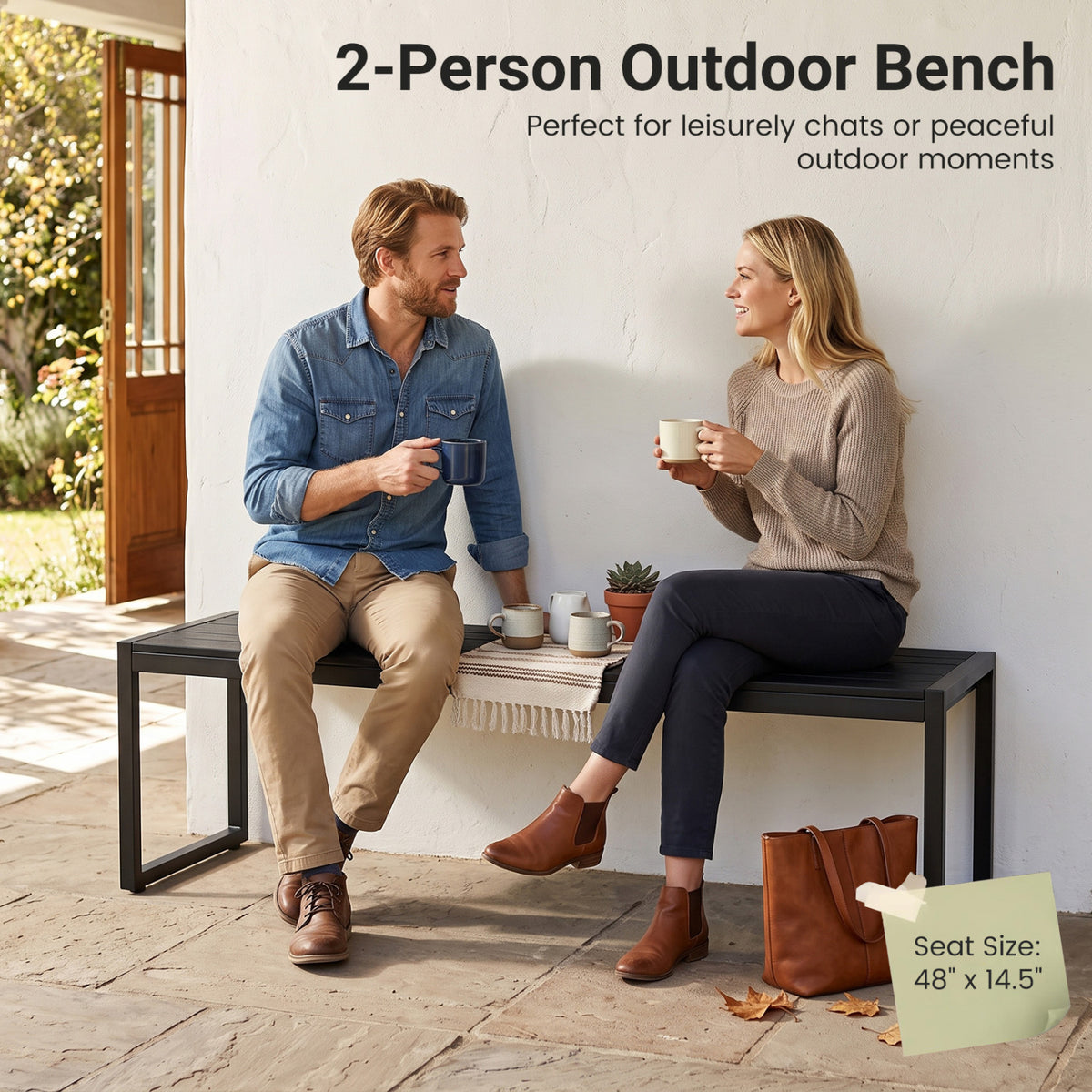 48" Outdoor Bench Set of 2 - Wood-Plastic Composite