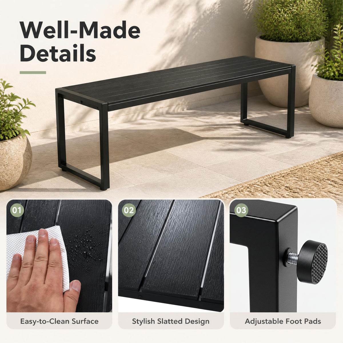 48" Outdoor Bench Set of 2 - Wood-Plastic Composite