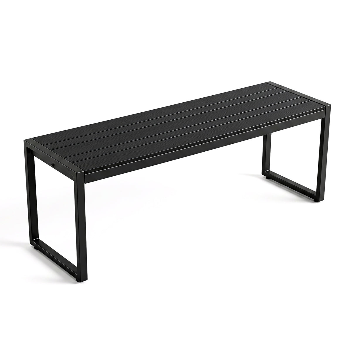 48" Outdoor Bench with Wood-Plastic Composite Seat - Black