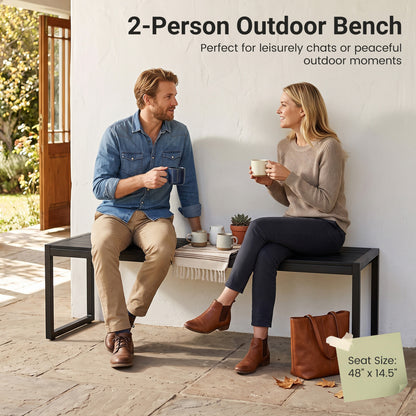 48" Outdoor Bench with Wood-Plastic Composite Seat - Black